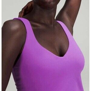 Lululemon Align Cropped Tank Top Sz 2 Purple Sports Bra Padded Scoop Neck Soft